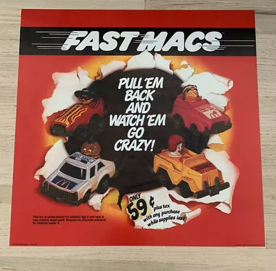 Vintage McDonald’s 1985 Fast Macs Happy Meal Toys Race Cars Translite Sign • $39.99