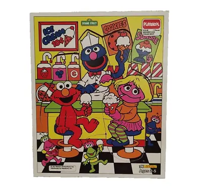 Vintage Sesame Street Playskool Grover's Ice Cream Shop 7 Piece Puzzle 315-35 • $12.95