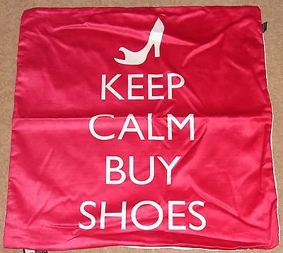 Keep Calm And Buy Shoes  Print 24 X24  Cushion Cover Faux Suede  Hand Washable • £3.49