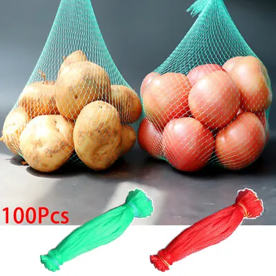 100Pcs Nylon Mesh Bag Fruit Vegetable Net Bags Reusable Shopping Storage Bag • $8.55