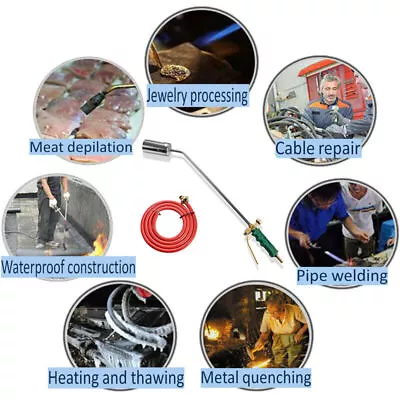 £11.98 • Buy Long Arm Roofers Roofing Brazing Propane Butane Gas Torch Burner Blow Kit + Hose