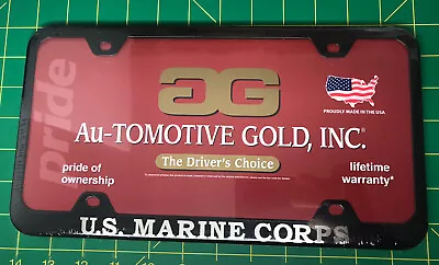 Autogold License Plate Frame W/ Laser Etched US. MARINE CORPS  Logo LFW.USMCN.EB • $25