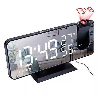 LED Digital Projection Alarm Clock FM Radio Snooze Dimmer Ceiling Projector UK • £17.99