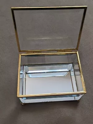 Vintage Hinged Glass And Mirror Trinket Box W/beveled Glass • $13.50