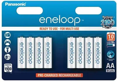 £30.35 • Buy 8 X Panasonic ENELOOP Tones Earth R6/Aa 2000mAh Rechargeable Battery Blister