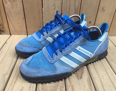 VTG 80’s Adidas Marathon TR Blue Traning Shoes Made In West Germany UK 10.5 • $145