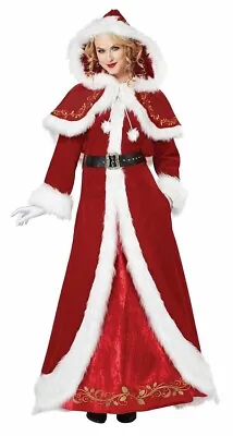 Mrs Claus Deluxe-Adult Costume Santa Womens Holidays Cape Dress-New! • $104.88