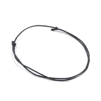 3/5pcs Men Women Slim Black Leather Cord Lucky Bracelet Anklet Surf Adjustable • £2.27