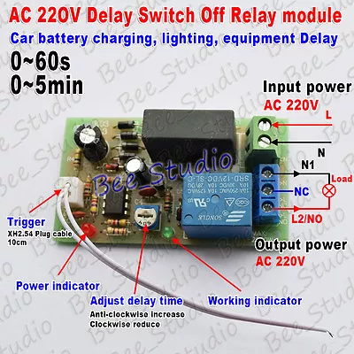 AC220V 230V 240V Trigger Delay Switch Turn Off Board Timing Timer Relay Module • £5.35