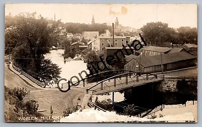 Real Photo Woolen Mill Old Bridge & Town View At Malone NY New York RP RPPC K39 • $29.99