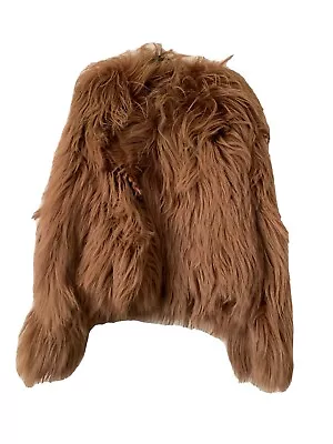 $8035 Marni Brown Boxy Llama Cashmere Goat Long Oversized Fur Fringe Jacket Coat • $2151.04