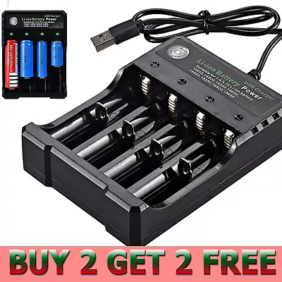 2+2 FREE USB 3.7V Battery Charger 4 Slots Rechargeable Lithium Battery Charger • £5.40