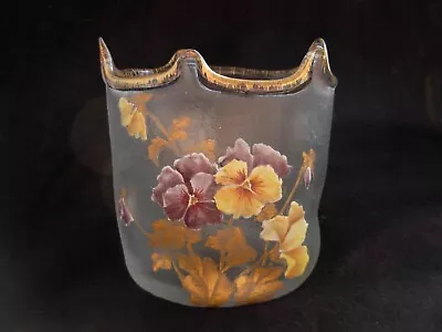 Legrasmontjoye? Antique French Frostedenameled Glass Vasepancyart Nouveau. • $490