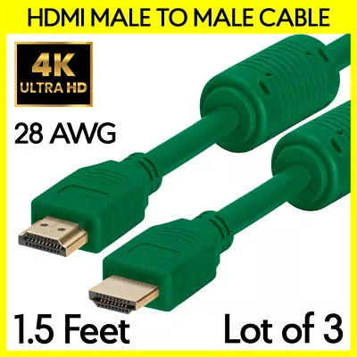 3 Pack 1.5FT Color HDMI Cable Green 28AWG HDMI Cord For TV Monitor Projector PC • $9.69