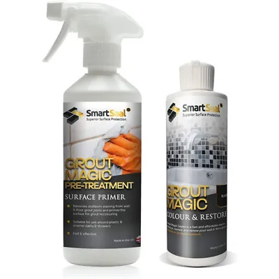 Grout Cleaner Recolouring Paint DIY Kit  GROUT MAGIC Sealer Transforms Old Tiles • £34.95