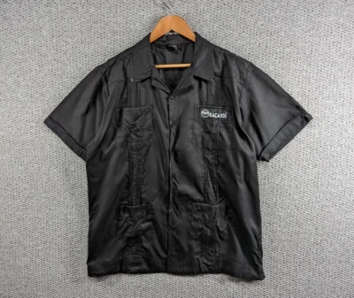 £32.50 • Buy BACARDI Retro Men's Black Guayabera Cuban Panama Tropical Holiday Beach Shirt  L