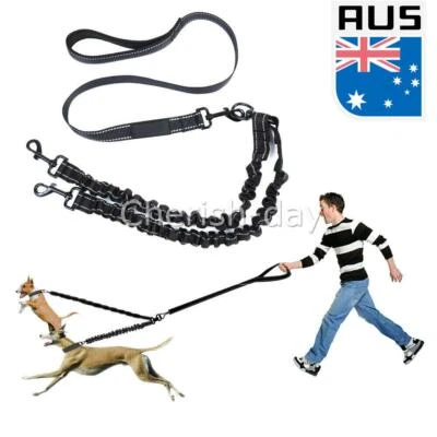 $13.79 • Buy Two 2 Way Dog Coupler Lead Leash Splitter Nylon Twin Double Walking Bungee PS201