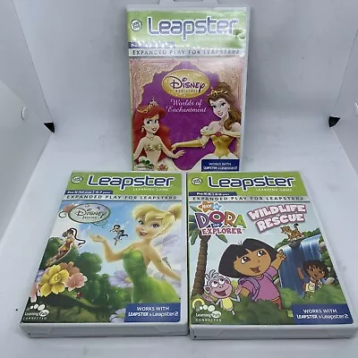 Leapfrog Leapster & 2 Dora The Explorer Wildlife RescueDisney FairiesDisney Pr • $40