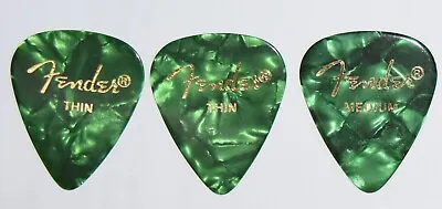 3  X  Fender Guitar Picks Green 351  Thin Medium  Heavy • $4.50