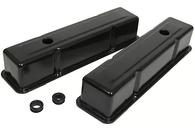 SB Chevy SBC Tall Black Steel Valve Covers 1959 -1986 283 327 350 W/ Grommets • $54.99