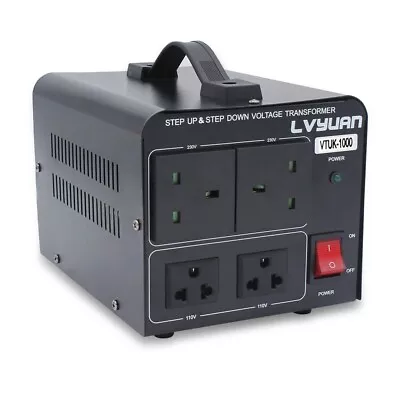 LVYUAN 1000W 220V/110V Step Up & Step Down Voltage Transformer Converter UK/US • £39.90