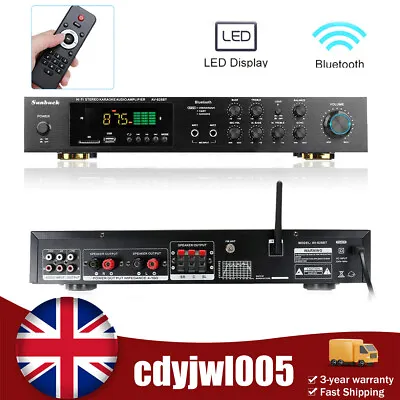 600W Digital Power Amplifier Bluetooth Stereo HiFi Audio 5 Channel USB FM Remote • £74.39