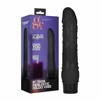 GC - 8 Inch Thin Realistic Dildo Vibrator Black • $35.95