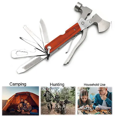 Multi Function Outdoor Camping Emergency Survival Tools Axe Hatchet Hammer Plier • $16.19
