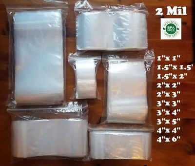 Clear Top Lock Zip Seal Plastic Bags 2Mil Reclosable Jewelry Pill Small Mini Bag • $6.39