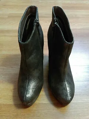Michael Antonio Metallic Black Zippered Wedge Booties Boots Size 5.5 New WOB 2j  • $24.99