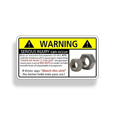 Funny ATV Nuts Sticker Caution Warning Race Mud 4x4 Off Road Vinyl Decal Graphic • $2.95