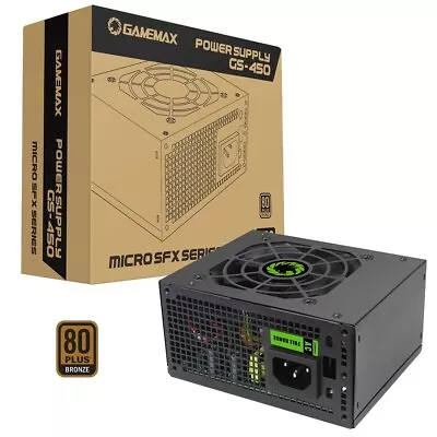 GameMax 450W 80 Plus SFX Micro ATX PSU Slim Power Supply Quiet Fan . • £54.75