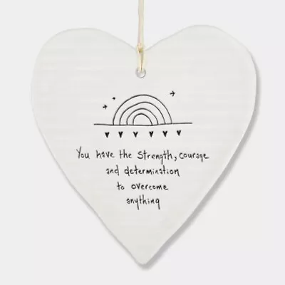 East Of India Porcelain Wobbly Heart You Have Strength Courage Keepsake Gift • £5.99