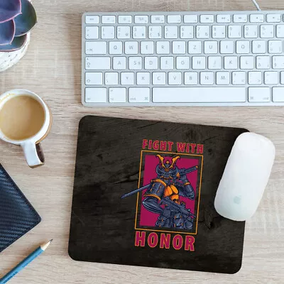 Samurai Mouse Mat Pad Fight With Honour Katana Sword Gift 24cm X 19cm • £4.99