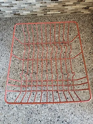 Vintage Red Coated Wire Dish Rack  14.25 Inches X 12.25 Inches READ DESCRIPTION • $15