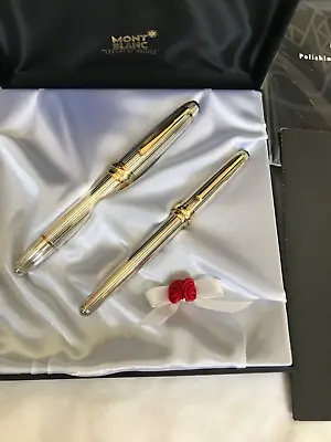 Montblanc Wedding Set 146 + 144 Sterling Silver FP 18K M Nibs-Mint • $4879