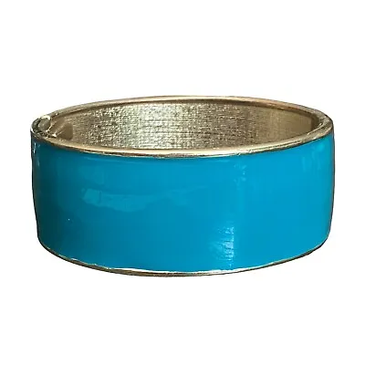 80s Teal Enamel Hinged Bangle Bracelet Turquoise-color Blue Green Vintage A83 • $9.99