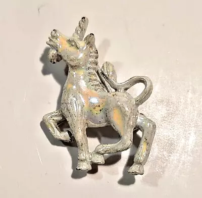 Vintage Gerry's Iridescent White Enamel Unicorn Figural Brooch Pin 1¼  Tall • $6.99