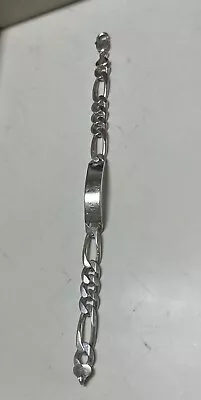 Men’s 9” 47G Thick 925 Silver ID Name Tag Figaro Chain Bracelet Heavy Estate • $120