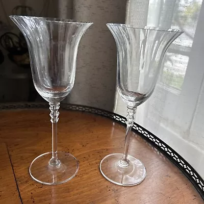 Mikasa Flair  Clear Crystal Water Goblet Set Of 4  8.75” Tall • $36