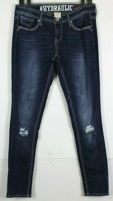 $6 • Buy Hydraulic Lola Curvy Womens 9/10 Super Skinny Jeans Dark Wash Distressed Stretch