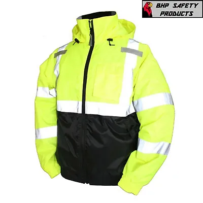 Hi-Vis Insulated Safety Bomber Jacket Orange And Lime ROAD WORK HIGH VISIBILITY  • $39.50