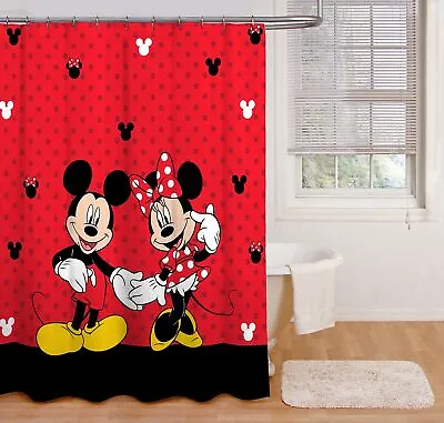 $54.99 • Buy Disney Jay Franco Mickey Mouse & Minnie Mouse Shower Curtain & Easy Care Fabric
