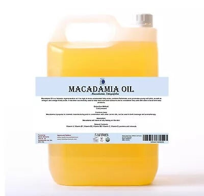 Mystic Moments | Macadamia Carrier Oil - 100% Pure - 5 Litres • £52.95