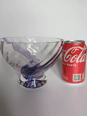 Lovely Vintage Caithness Glass Purple & Blue Large Swirl Flamenco Pattern  Bowl • £14.99