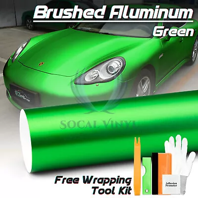 Premium Brushed Aluminum Green Steel Vinyl Wrap Sticker Decal Film Air Release • $180.98