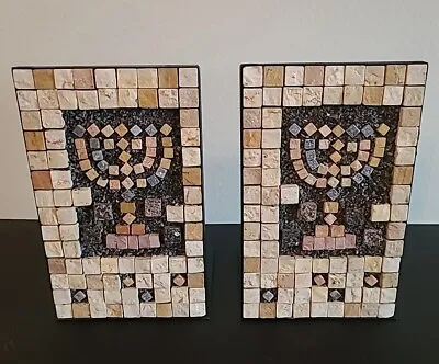 Eilon Mosaics Israel Menorah Bookends Set Handmade Israeli • $39.95
