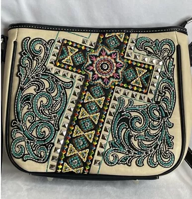 Western Handbag Montana West Colorful Embroidered Cross Tote Shoulder Bag • $31.45