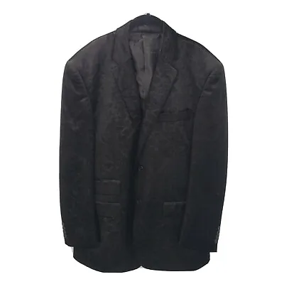 E. J. Samuel Black Velvet Smoking Blazer Mens Size Medium Jacquard Jacket Italy • $69.22