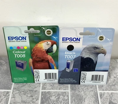 £14.99 • Buy Genuine Epson T008 T007 Ink Cartridge Stylus Photo Black Colour Set Sealed